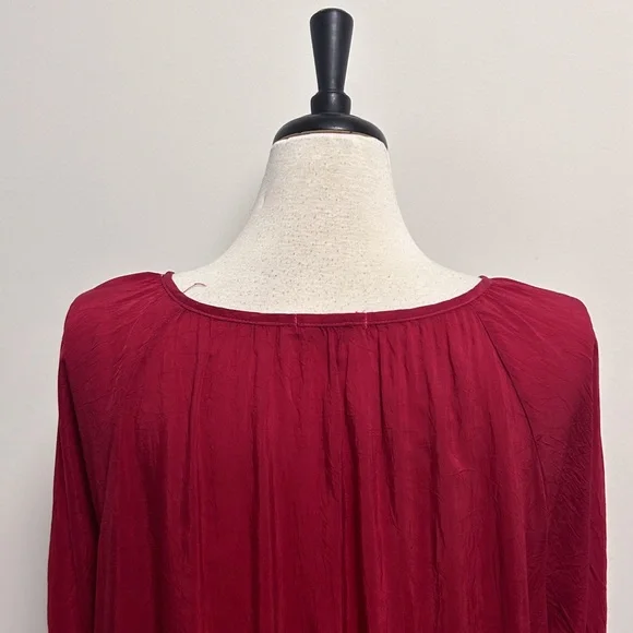 Johnny Was Red Sarah Floral Embroidered Scoop Neck 3/4 Elastic Cuff Sleeve Top - Picture 7 of 10